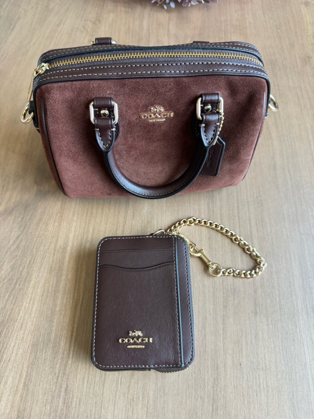 Coach Rowan Mini Suede Purse with wallet